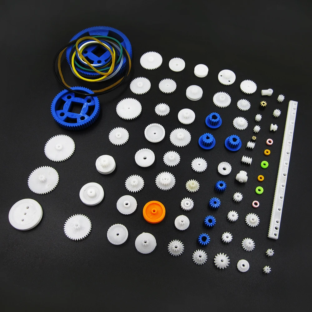 80 Stück K015B Kunststoff-DIY-Zahnradsatz, einzelne Doppelschicht, Kronenschaft, Achse, Hülse, Zahnstreifen, Kegelradgetriebe, Verkauf mit Verlust, USA