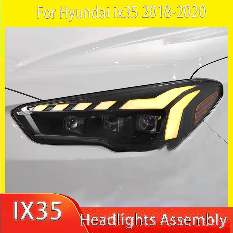 

Для Hyundai ix35 2018-2020 автомобильные передние фонари, обновление, высокое качество, аксессуары для линз динамического проектора, светодиодные автомобильные фары в сборе