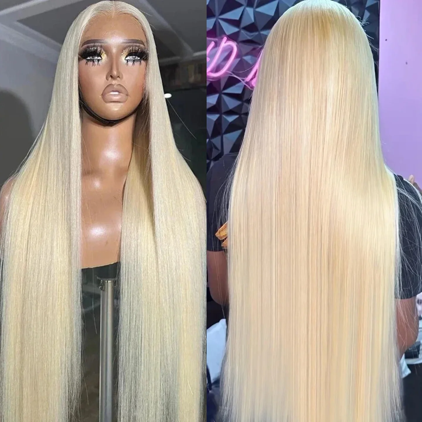 200 Density 613 Blond Straight Lace Frontal Wig 30 36 Inch Human Hair Straight 13x4 13x6 HD Transparent Lace Front Hair Wigs image 2