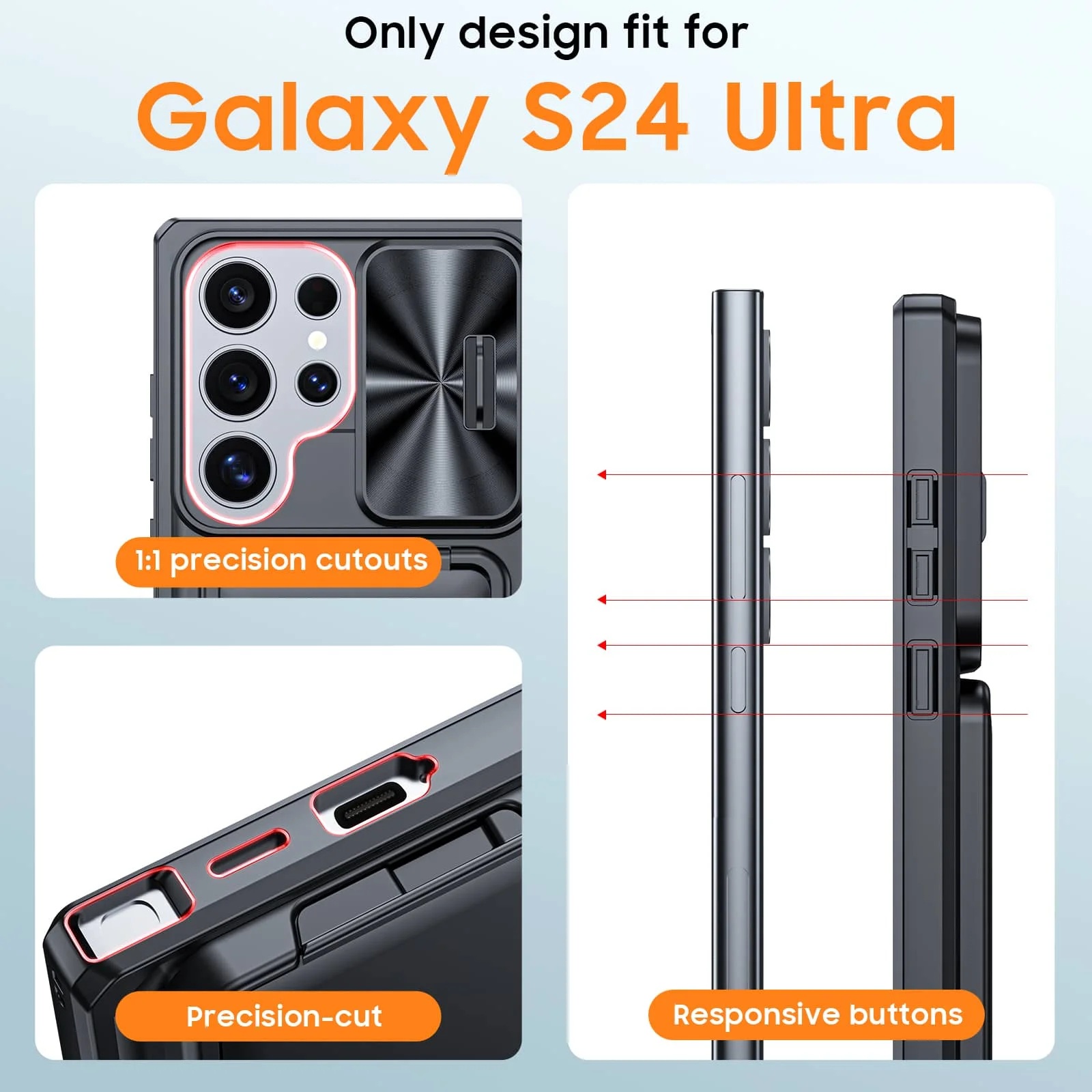 WEFOR Etui Portfel z Paskiem na Nadgarstek do Samsung Galaxy S24 Ultra 2024, Wbudowany Uchwyt na Karty (3-4 Karty) i Przesuwana Osłona Aparatu — zdjęcie produktu 2