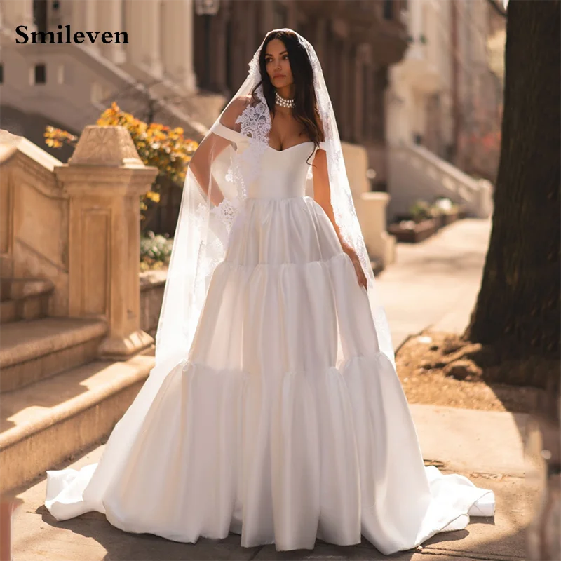 

Smileven Off The Shoulder Wedding Dress A Line Bride Gown Off The Shoulder Customizable Vestido De Novia Wedding Gowns