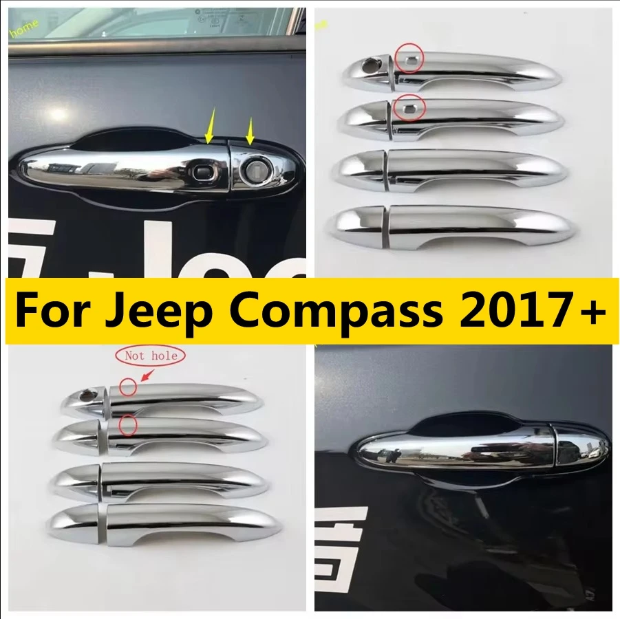 

LHD ABS Chrome Outside Door Clasing Catch Handle Decoration Frame Cover Trim Fit For Jeep Compass 2017 - 2024 Car Accessories