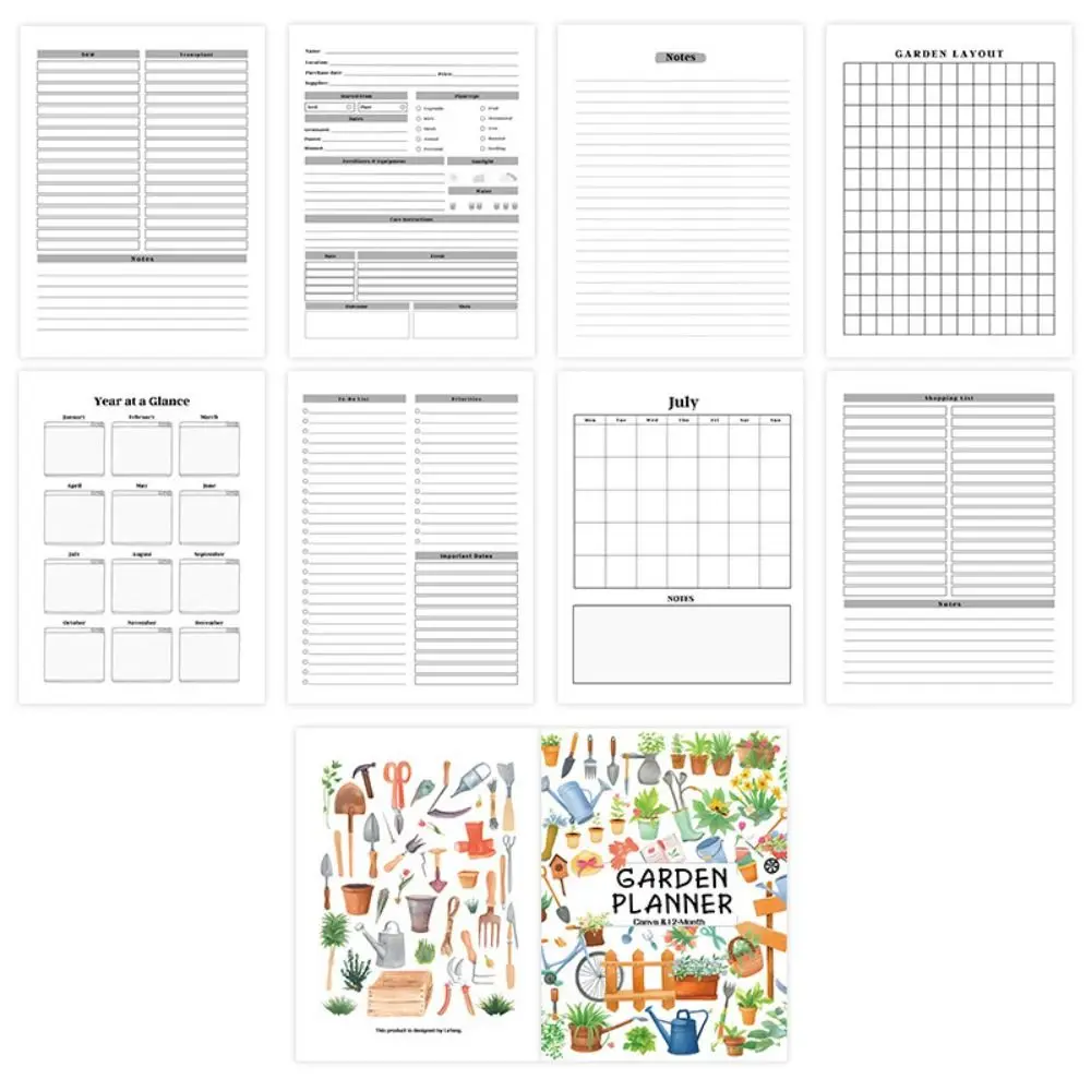 กระดาษวางแผนการรดน้ำต้นไม้หลากสีสัน ตารางการรดน้ำที่มีประสิทธิภาพ สมุดบันทึกการดูแลต้นไม้ลายการ์ตูน สำหรับชาวสวนในบ้าน