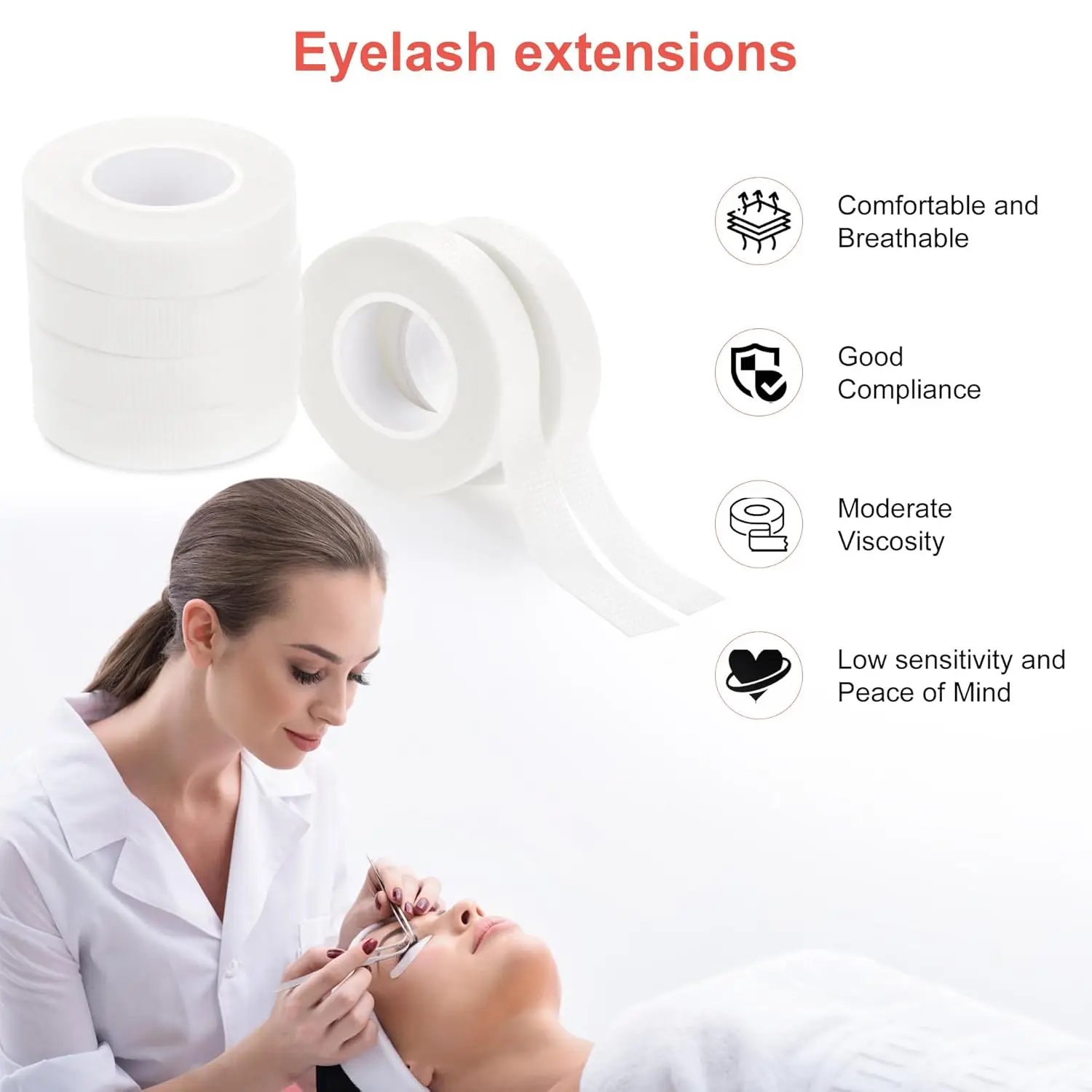 2-Rollen Wimpernband, atmungsaktiv, leicht zu reißen, Isolierung, Wimpernverlängerung unter dem Augenpolster, PE-Klebeband für Frauen