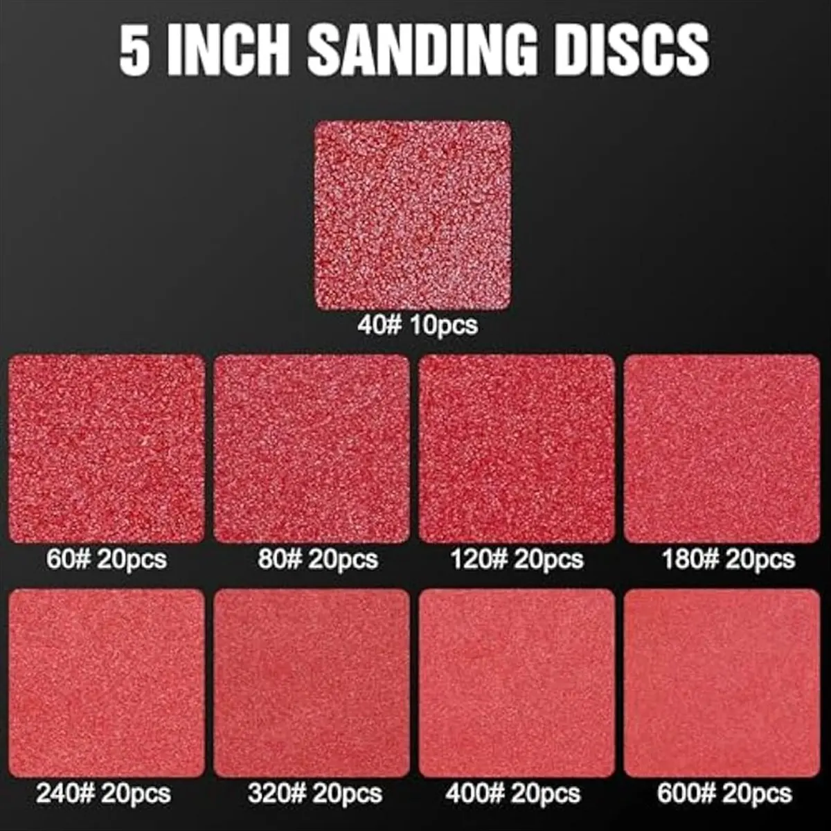 2026 NEW 170Pcs 5 Inch Sanding Discs 8 Hole Hook and Loop 40 60 80 120 180 240 320 400 600 Grit Round Sandpaper for Sander