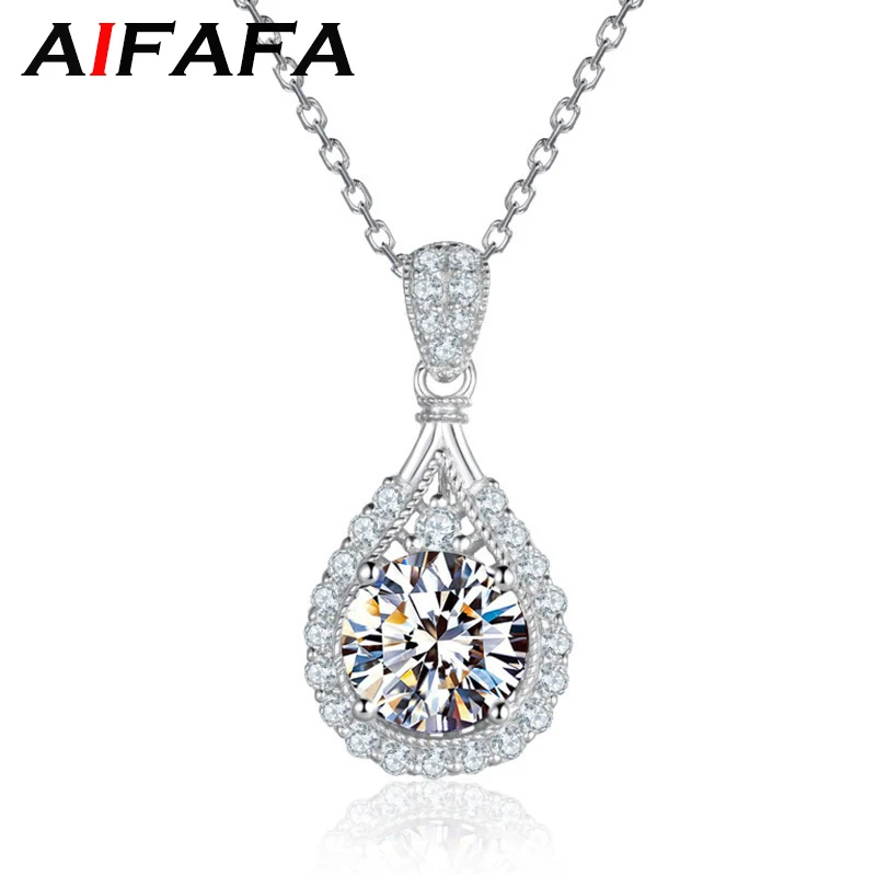 3/5 Carat Green White Moissanite Necklaces Pendant Top Quality Moissanita Lab Diamond 925 Sterling Silver Jewelry Pass Test GRA