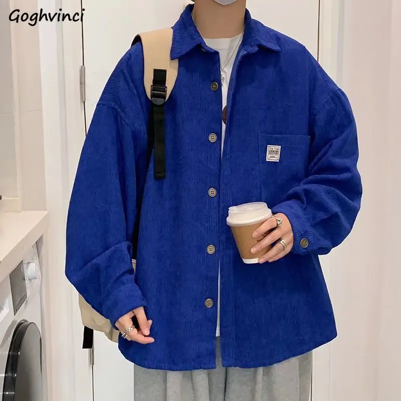 

Shirts Woman Corduroy All-match New Patch Design Fashion Casual Harajuku Autumn Cozy Simple Korean Style Streetwear Ulzzang Ins