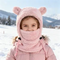 Integrated Cold-proof Hat and Scarf Winter Cold-proof Ear-protecting and Windproof Face Mask for Boys and Girls Aged 3 To 10Y 2