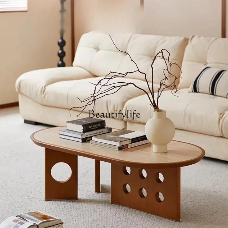 

LX23Retro style coffee table living room home rock slab cave stone oval coffee tableSSS
