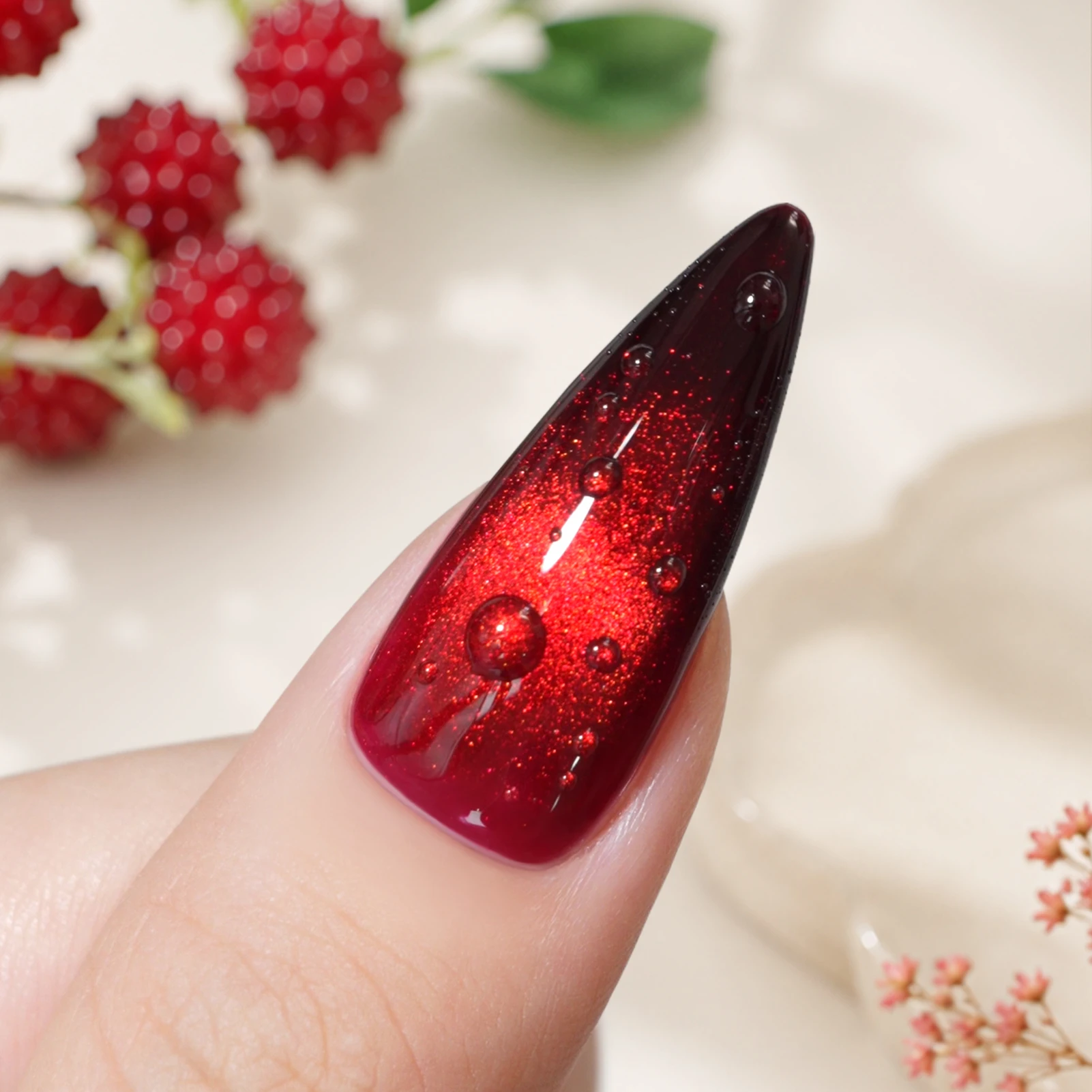 BORN PRETTY 3PCS Gel Nail Polish Set Glitter Red Cat Magnetic Soak Off Gel Polish With Water Drop Top Coat For Manicure DIY