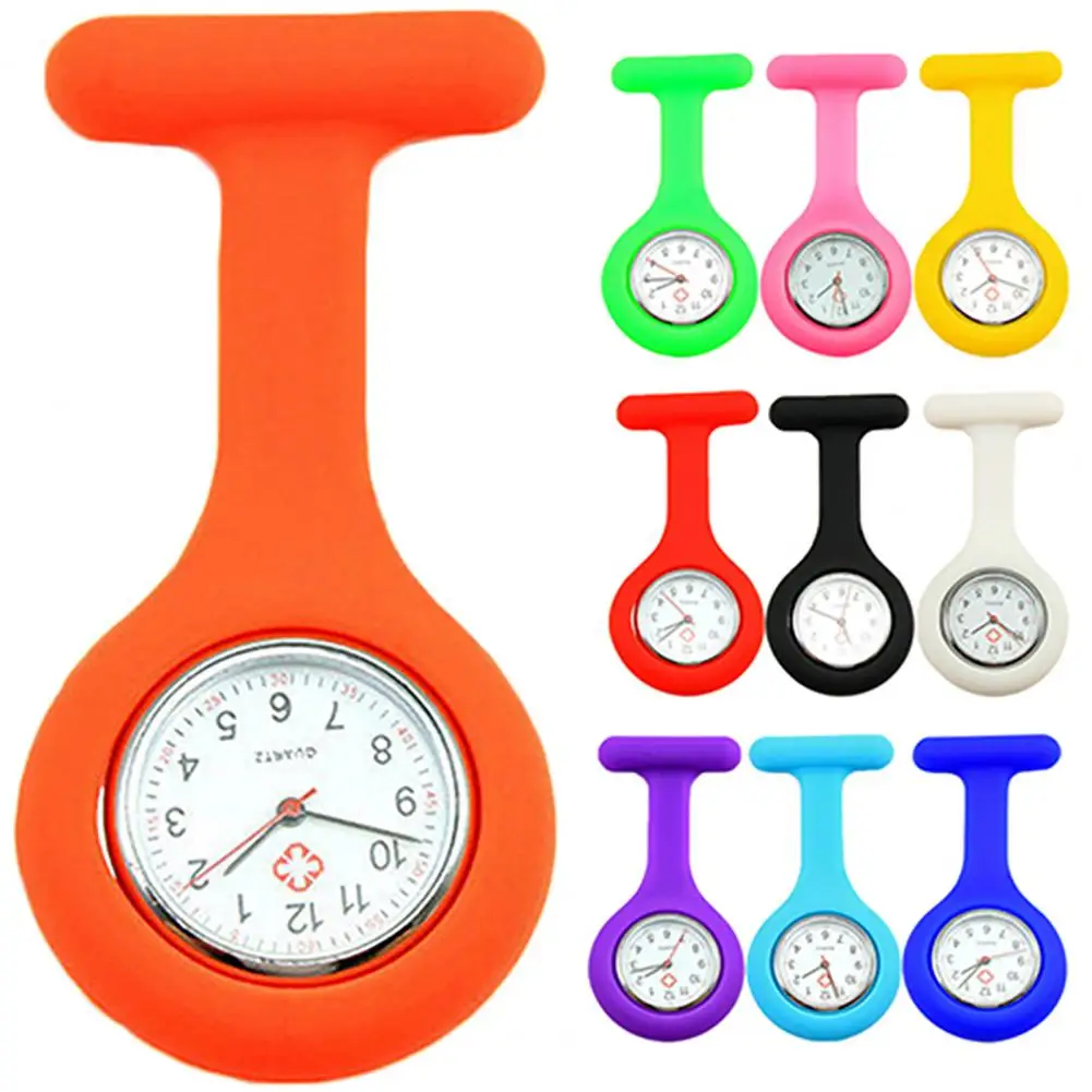 Reloj de enfermera de bolsillo de silicona para mujer, broche de Clip Fob, Mini reloj de cuarzo, reloj de movimiento de cuarzo