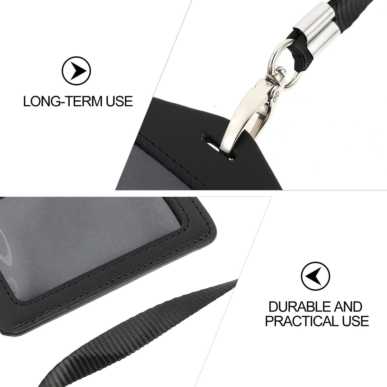 

ID Badge Holder PU Lanyard Card Polyester Lightweight Staff Pass Case Waterproof Work Credential Pouch