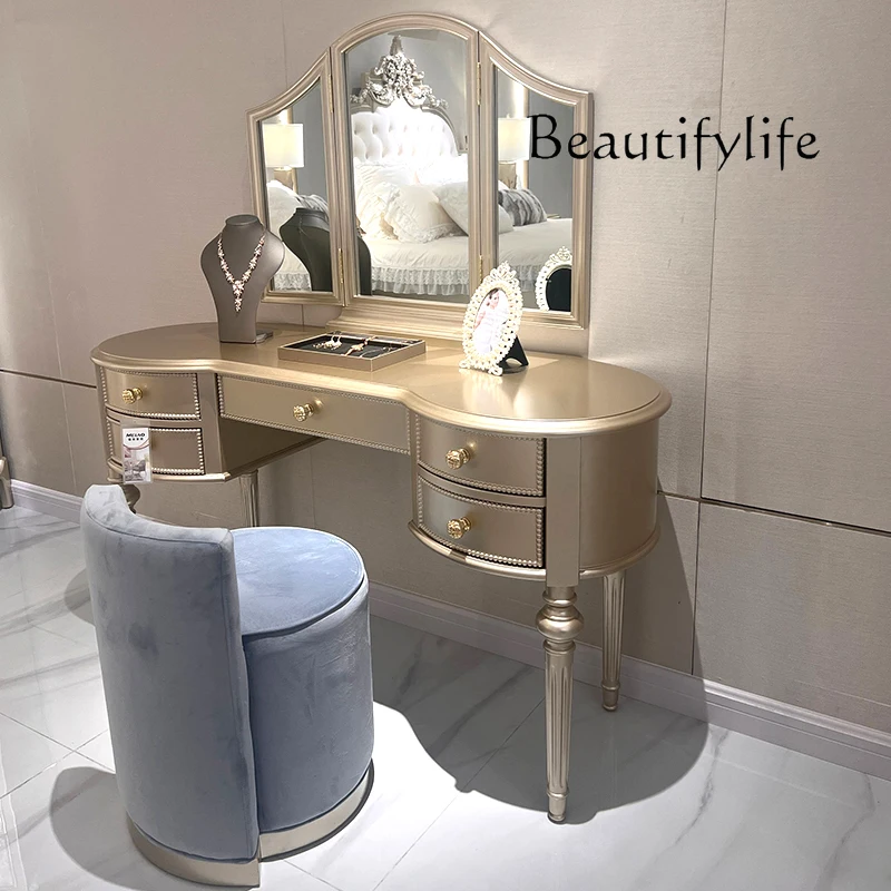 

Luxury Vanity Table - Custom Solid Wood Dressing Desk with Extendable Mirror (European & American Style, Handcrafted Premium