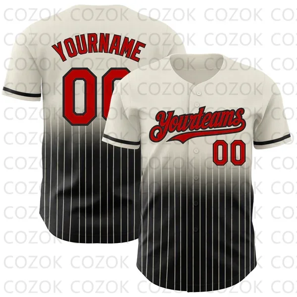 

Custom Cream Stripe Stitch Series Baseball Jersey Men Women Shirt 3D Printed Shirt Team Shirts Hip Hop Unisex Tops