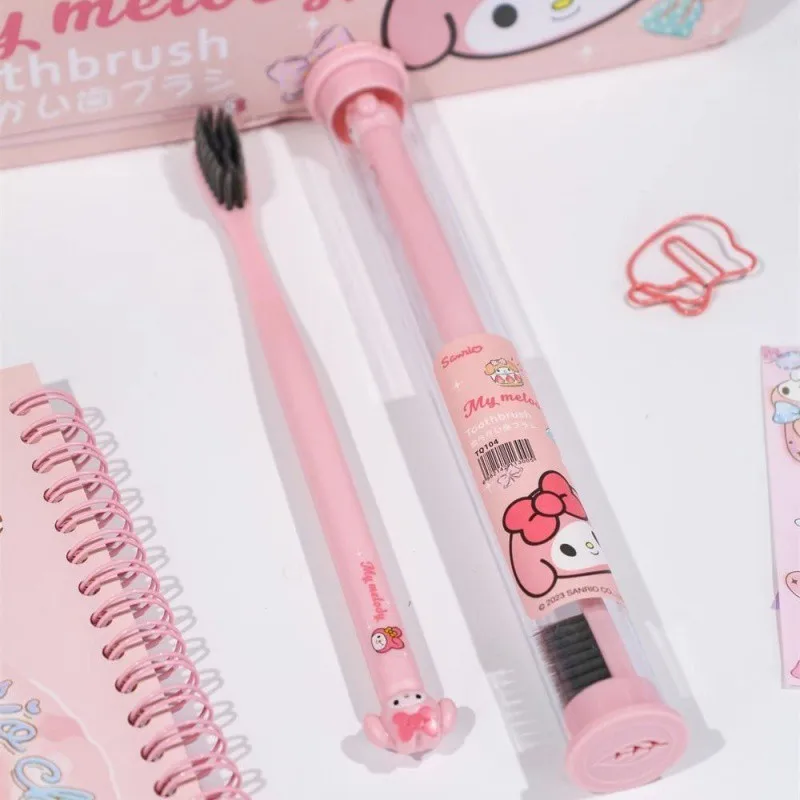 Kawaii Sanrio Toothbrush Cartoon Cinnamoroll Kuromi Student Adult Household Tooth Brush Sets Soft Toothbrushes Dental Oral Care