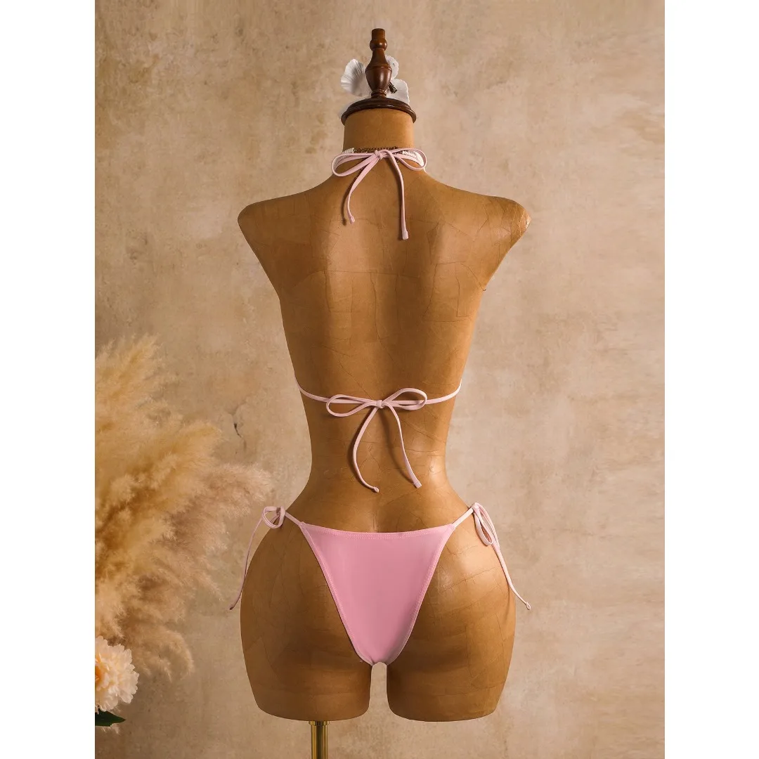 Sexy Bikini mit Rock, Neckholder-Bikini, Damen-Badeanzug, dreiteiliges Bikini-Set, Badebekleidung, Badeanzug, Schwimmbekleidung V8499 – Detail 16