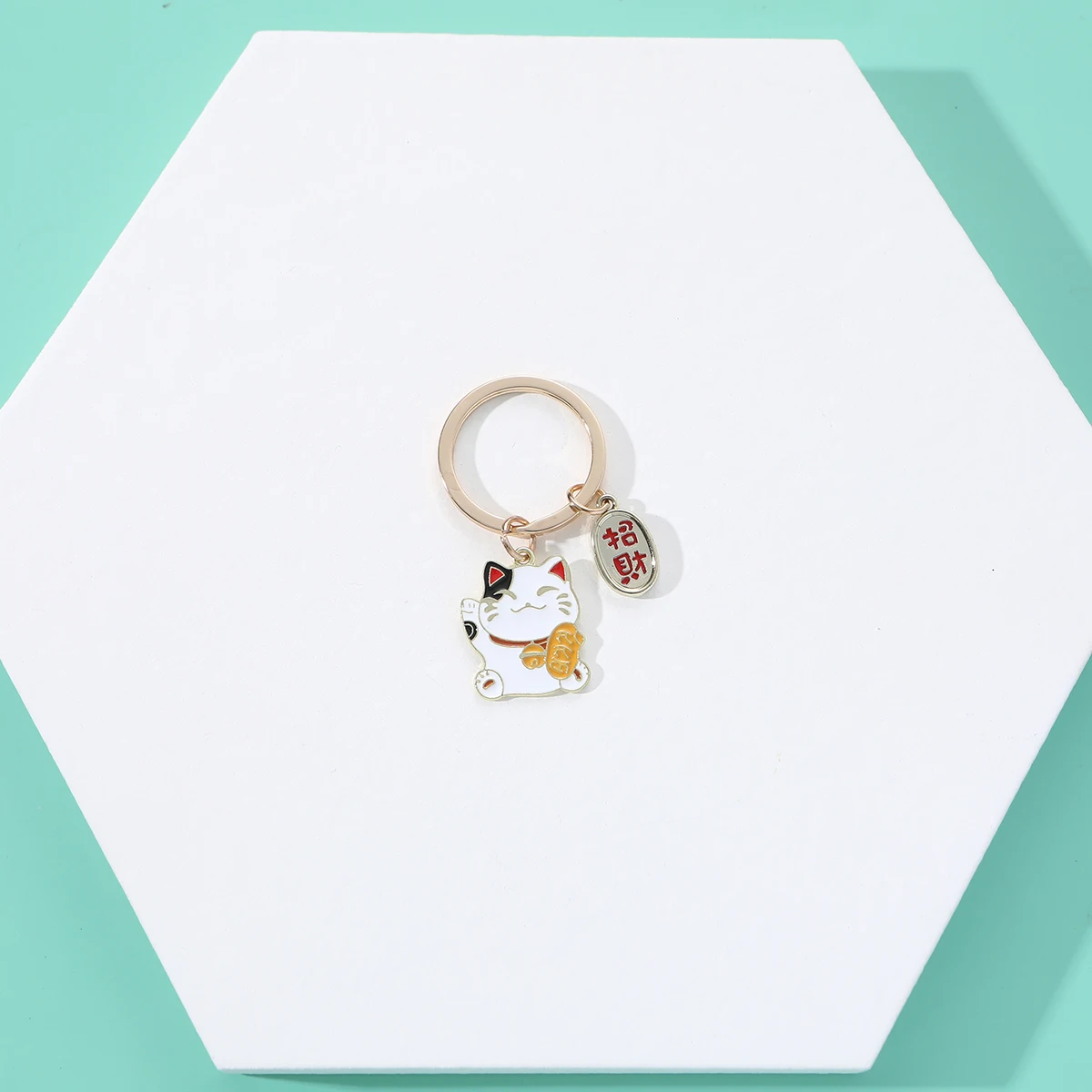 Anime Lucky Cat Fortune Keychain Key Chain Car For Women Bag Pendent Charm Metal alloy lucky cat kerying