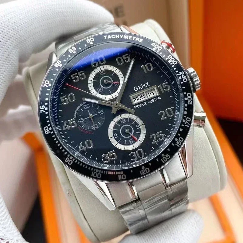 Luxury Mens Watch Automatic Mechanical Watch Black Leather  Watches for Men  Stainless Steel Mens Watch