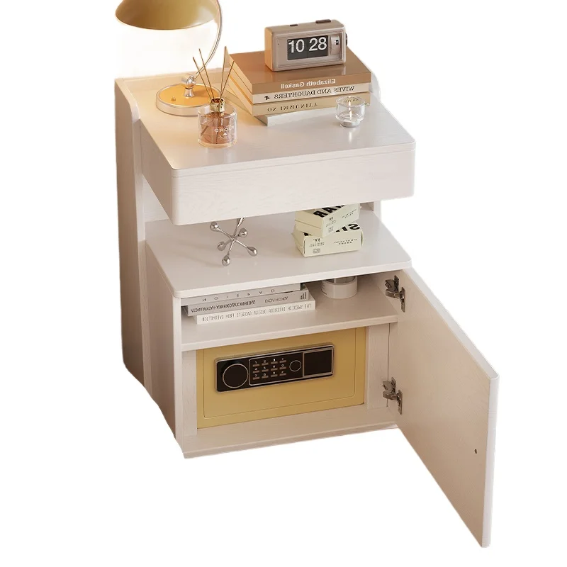 

Прикроватная тумбочка из цельного дерева, встроенный сейф для спальни, бытовой небольшой встроенный запираемый шкафчик