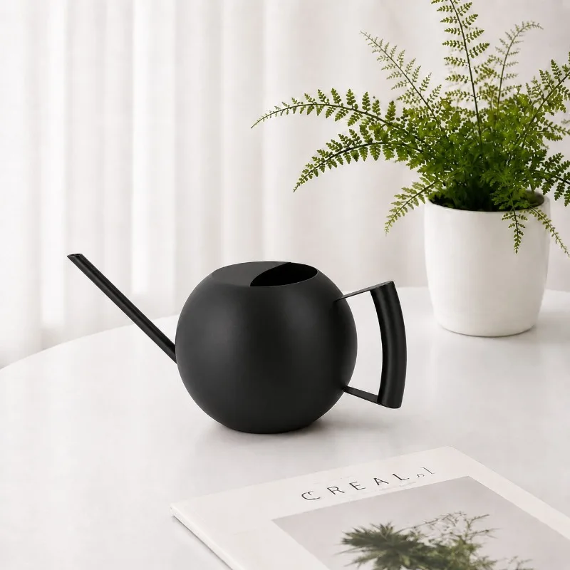 Stainless steel long nozzle watering kettle household black spherical sprinkler
