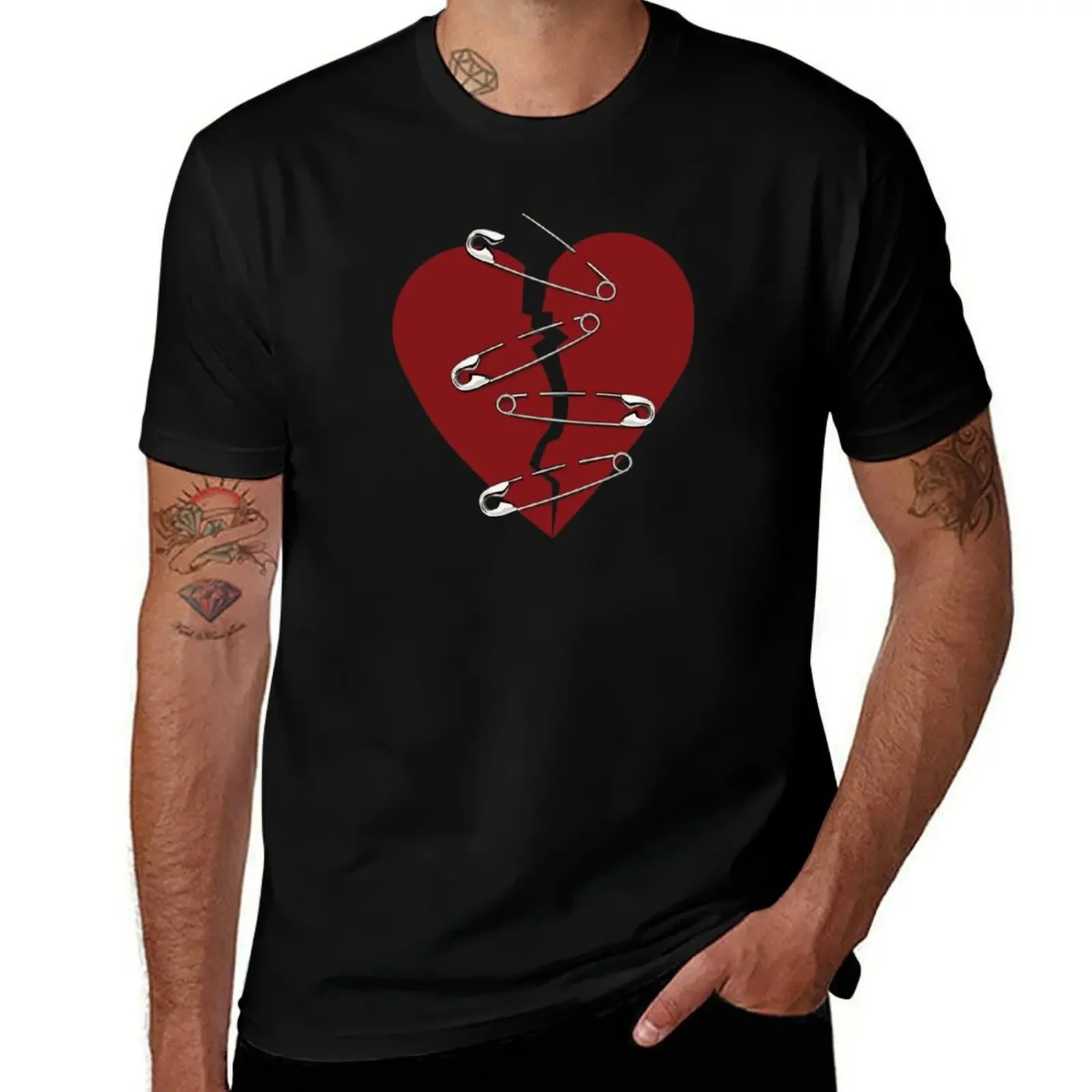 Broken heart and safety pins gift T-Shirt new gifts and t-shirts funny meme t-shirts shirts men