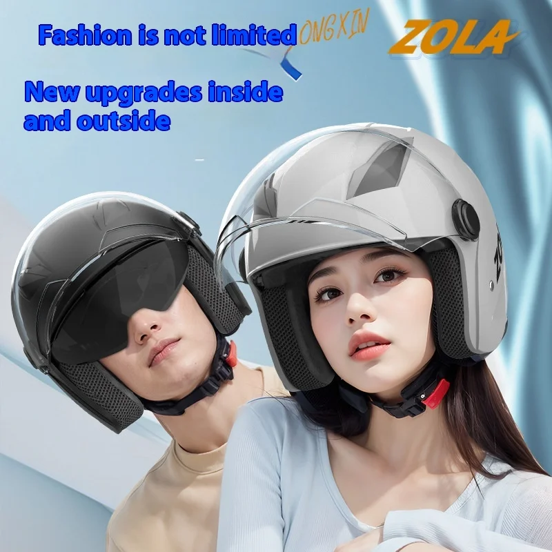 3/4 Half Helmet For Men Women Motorcycle Open Face Helmet Dual Sun Visor Quick Release Buckle Cycling Motocross Riding Equipment