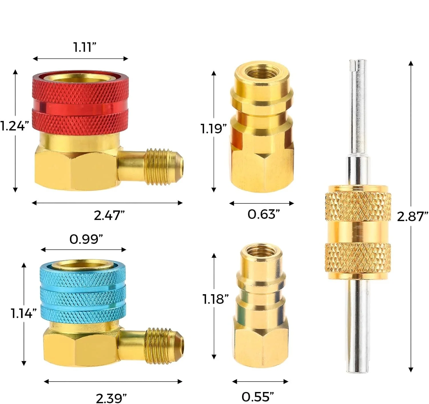 R1234YF To R134A Adapter 90 Degree High/Low Side Quick Coupler Adapters 1234YF Quick Couplers Adapters AC Hose Adapter Fitting