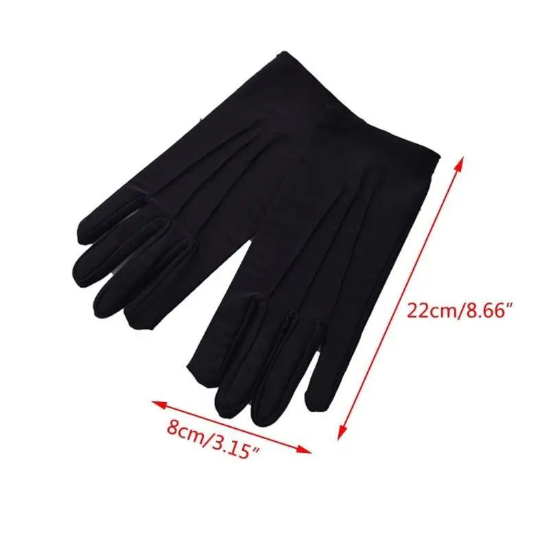 1 par guantes LICRA blanco y negro para adultos, guantes formales para disfraz policía, protector esmoquin, uniforme inspección joyería Mit