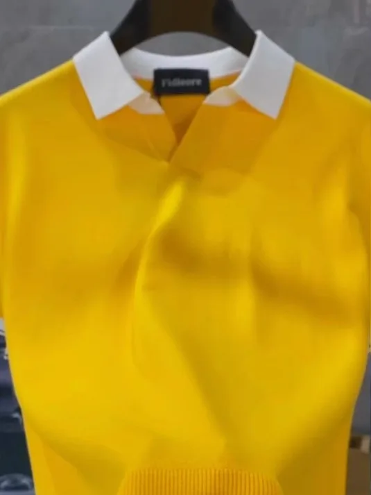 

Summer New Men's Faion T-irt 85 Scissors Collar ort Sve High Quali Ele Versatile Personalized Luxury Cool