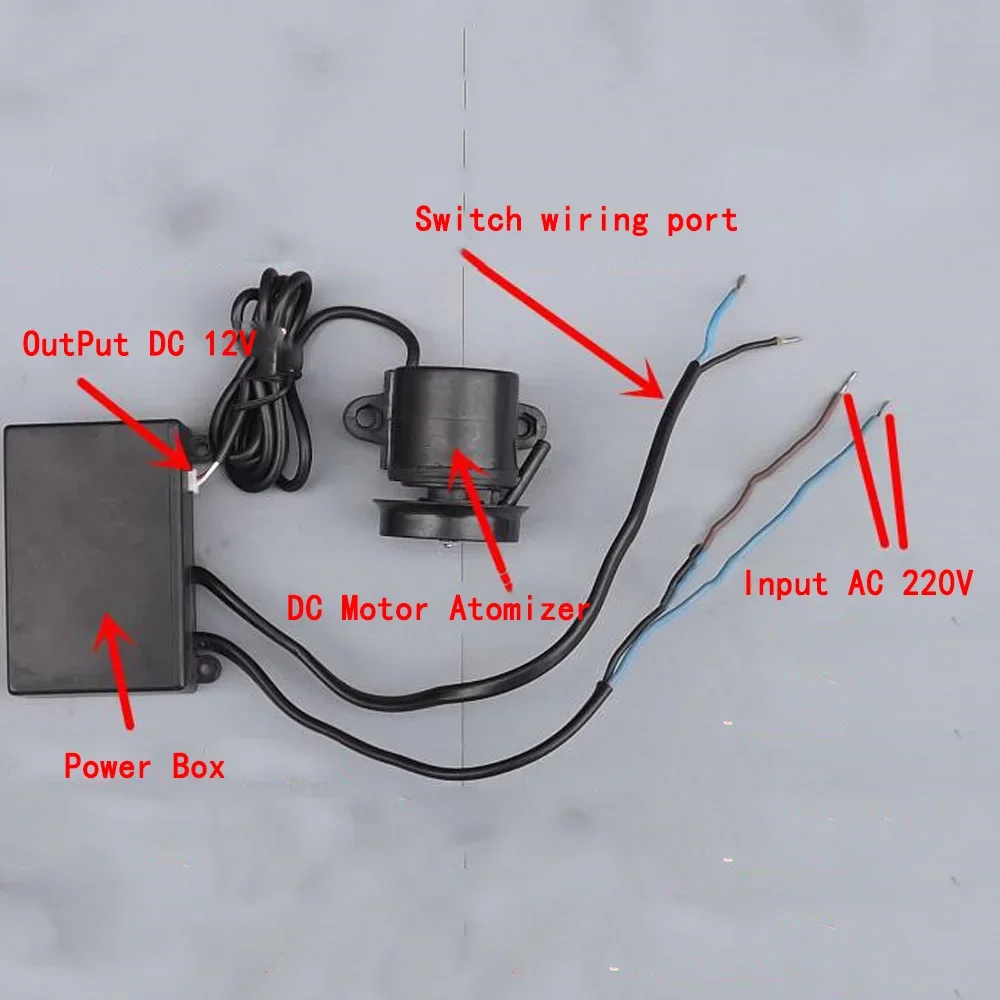 DC 12V Brushless Motor Atomizer with Drive AC 220V To DC12V Power Transformers Box 5W for  Air-conditioning Cooling Atomizer