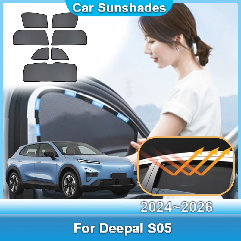 

For Deepal S05 Accessories 2024 2025 2026 Car Mesh Sunshade Heat Insulation UV Protection Sun Shade Privacy Curtain Auto Parts