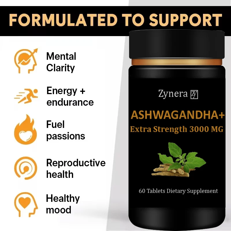 أقراص أشواغاندا العضوية للرجال - معزز للطاقة الطبيعية، والصحة الإنجابية، وتخفيف التوتر ودعم الحيوية #3