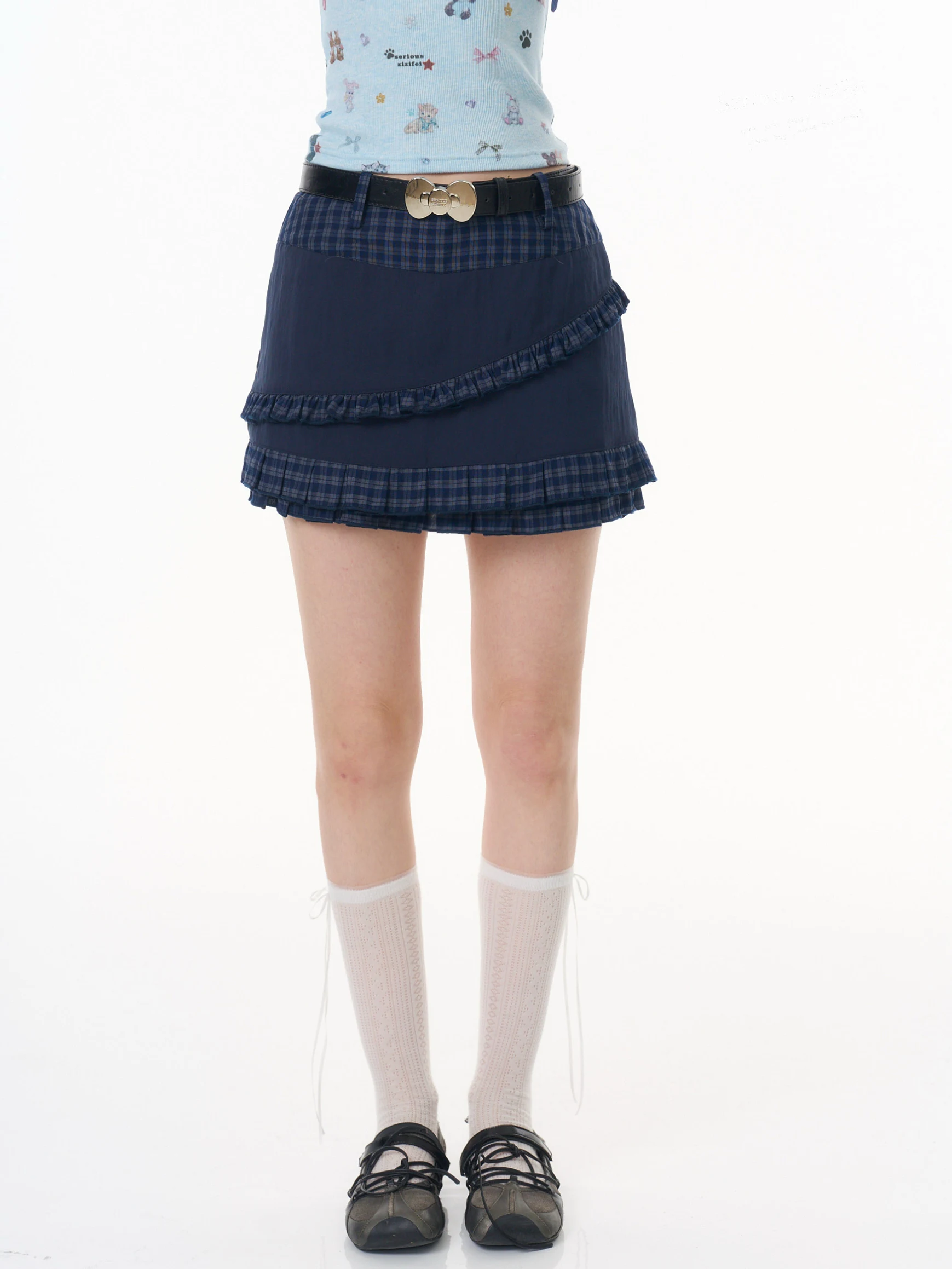 

Женская юбка миди в клетку с эффектом похудения, с высокой талией, плиссированным подолом, А-силуэт, весенняя мода