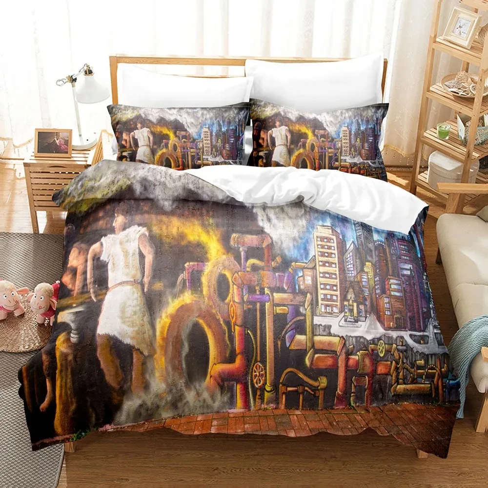 

Graffiti Duvet Cover Kid Boys Youth Modern Wall Urban Street Art Painting Polyester Set King Queen Size Bedding Set Pillowcases