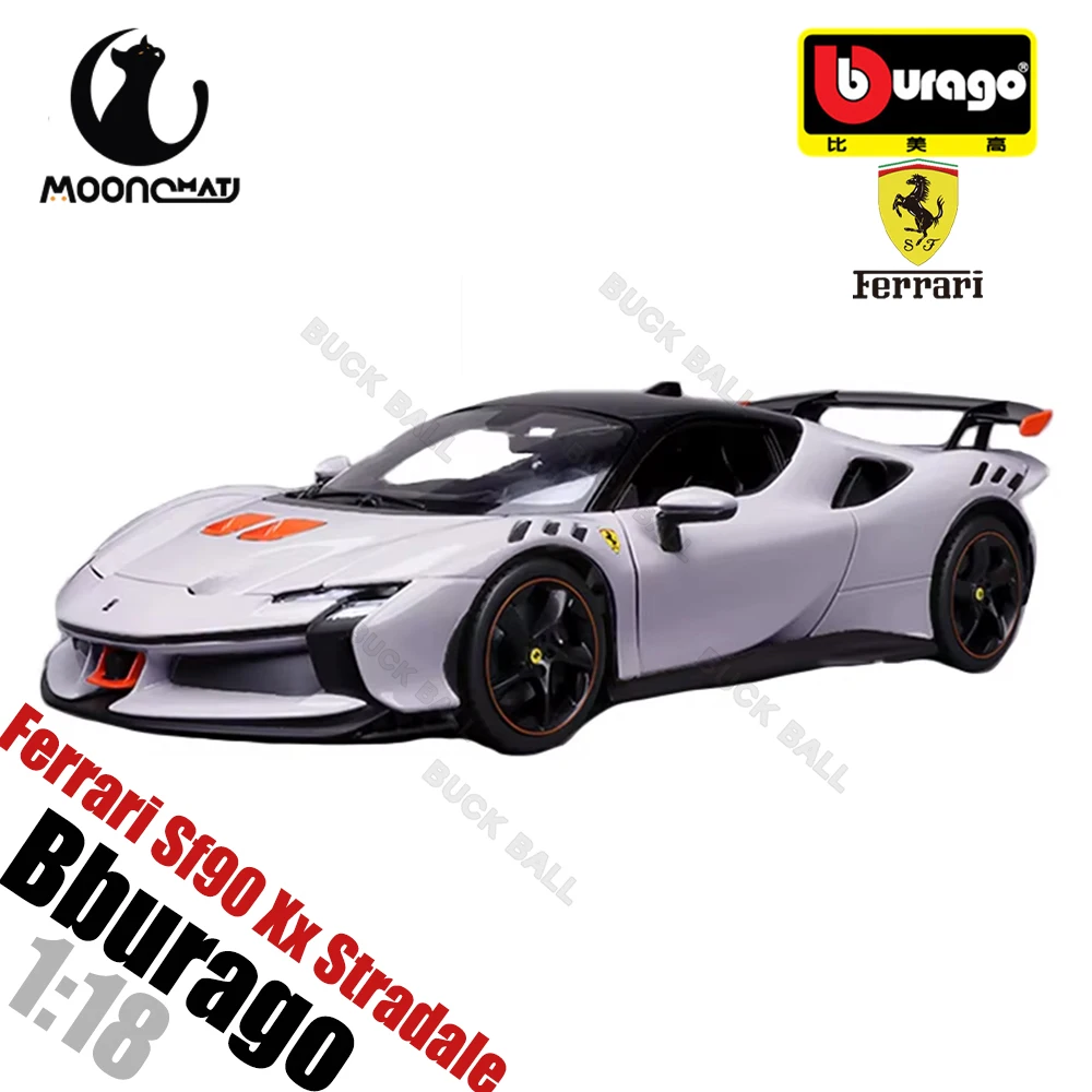 New Bburago 1:18 Ferrari Sf90 Xx Stradale Bianco Car Model Alloy Miniature Diecast Model Ferrari Sports Car Model Toy Gift