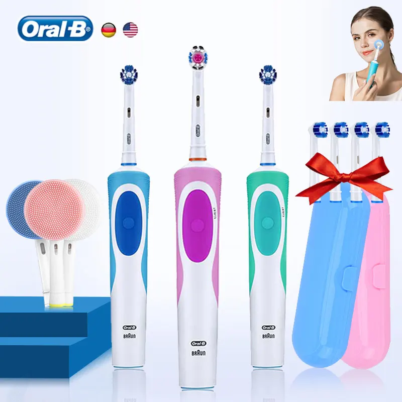 Oral B Vitality Electric Toothbrush D12 Rotate Clean Teeth With Gift Compatible Face Cleaning Brush Tooth Brush Heads Travel Box