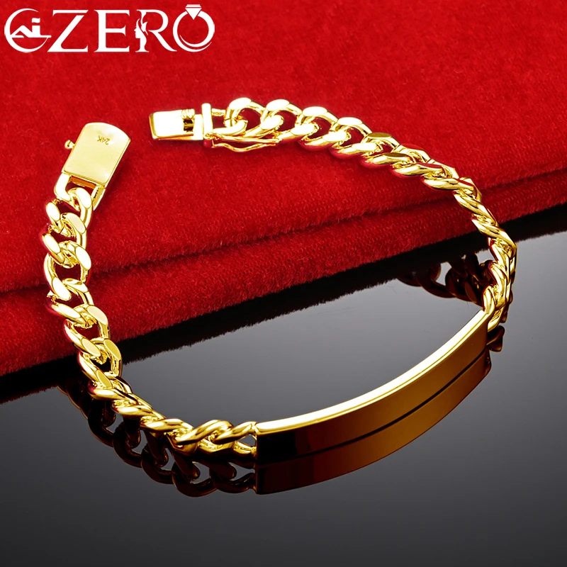 

ALIZERO 18K Gold Geometry 8MM Sideways Chain Bracelet For Woman Man Fashion Charms Wedding Engagement Party Jewelry Gift