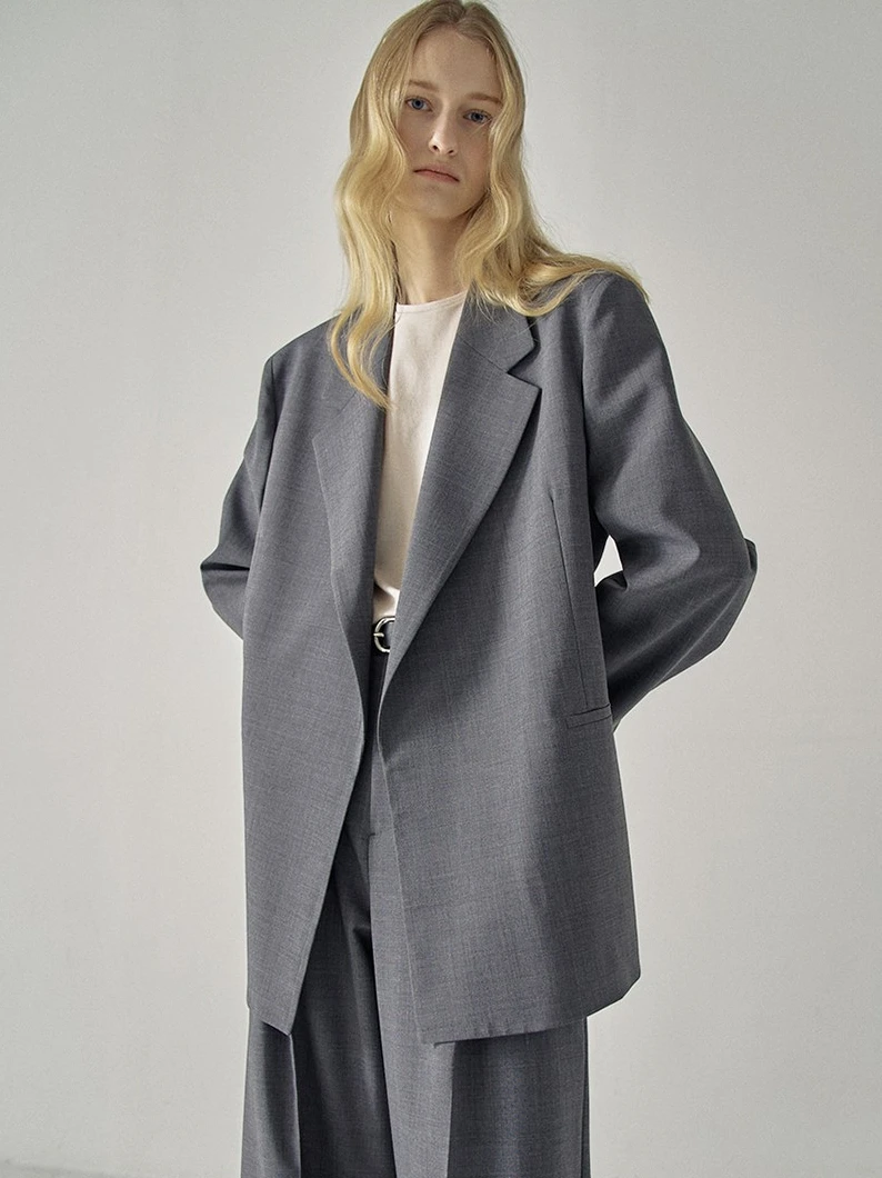 

Casual Loose Long Sleeve Women's Suit Jacket Korean Style Spring New Arrival Premium Feeling Wool Blend Commute Style