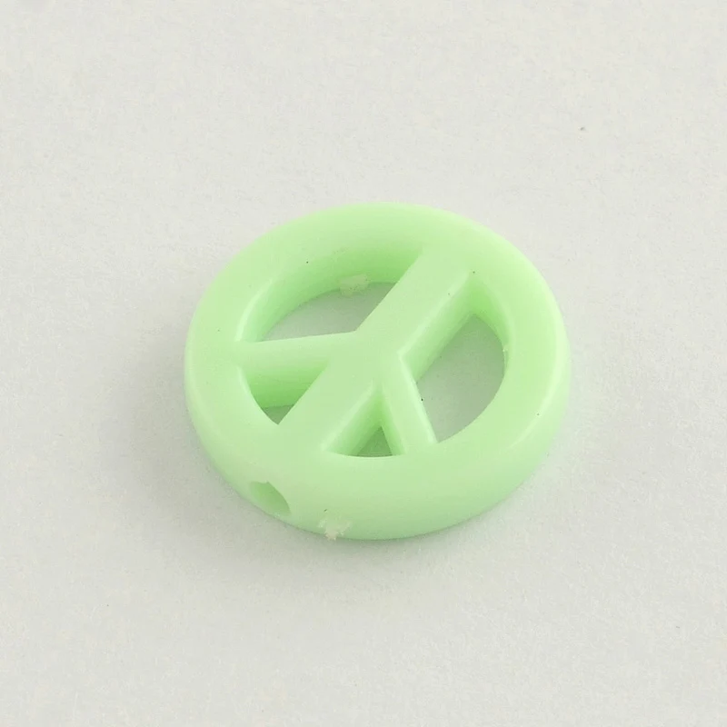 PandaHall 100pcs Random Color Opaque Acrylic Beads Peace Sign Acrylic Beads Loose Spacer Beads for DIY Colorful Jewelry Making