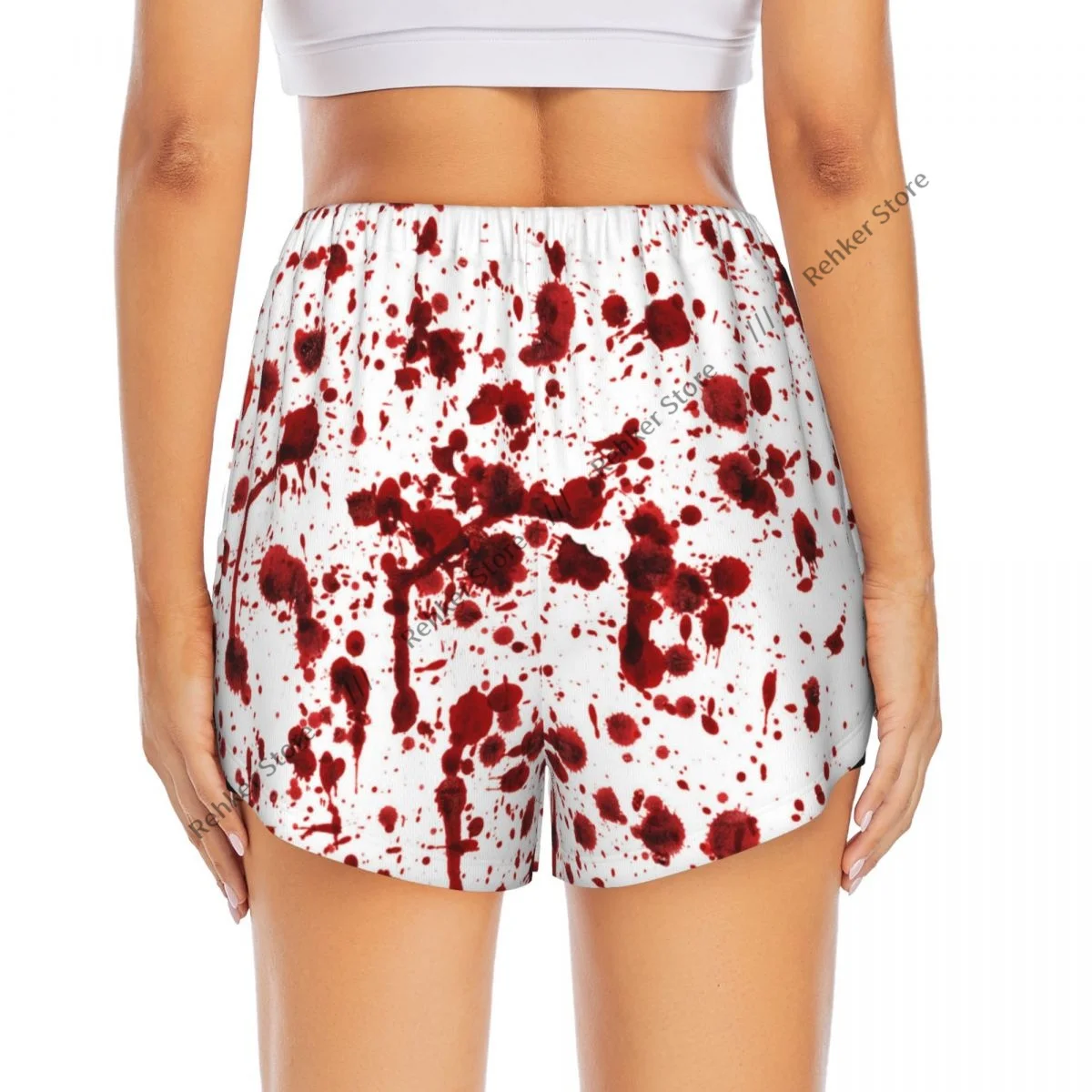 Yoga Shorts for Fitness Shorts Biker Workout Running Sports Splashes Of Blood Bloodstain Horror Scary Quick Drying With Pocket