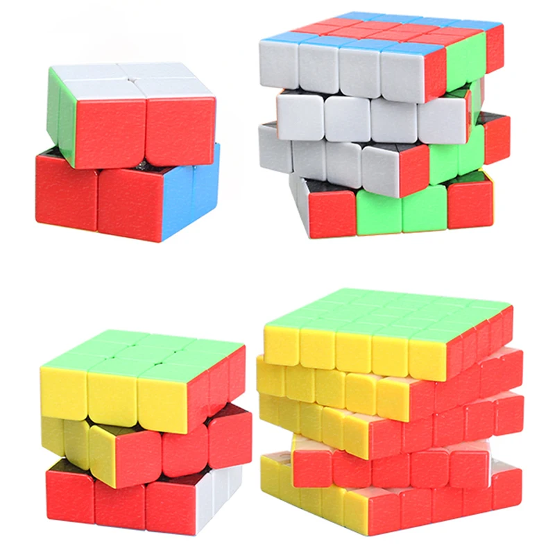 SENGSO Cube de vitesse 2x2 3x3 4x4 5x5 Cube magique sans autocollant Profession Puzzle haute qualité enfant Fidget jouets Cube Bundle