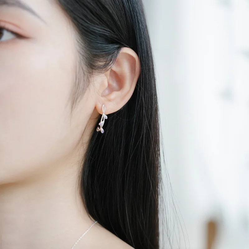 فاخر البنفسجي 18K الذهب PT950 البلاتين الفضة مطلي 7-Layer الذهب أقراط غامضة الأرجواني الباردة المينا زهرة #2