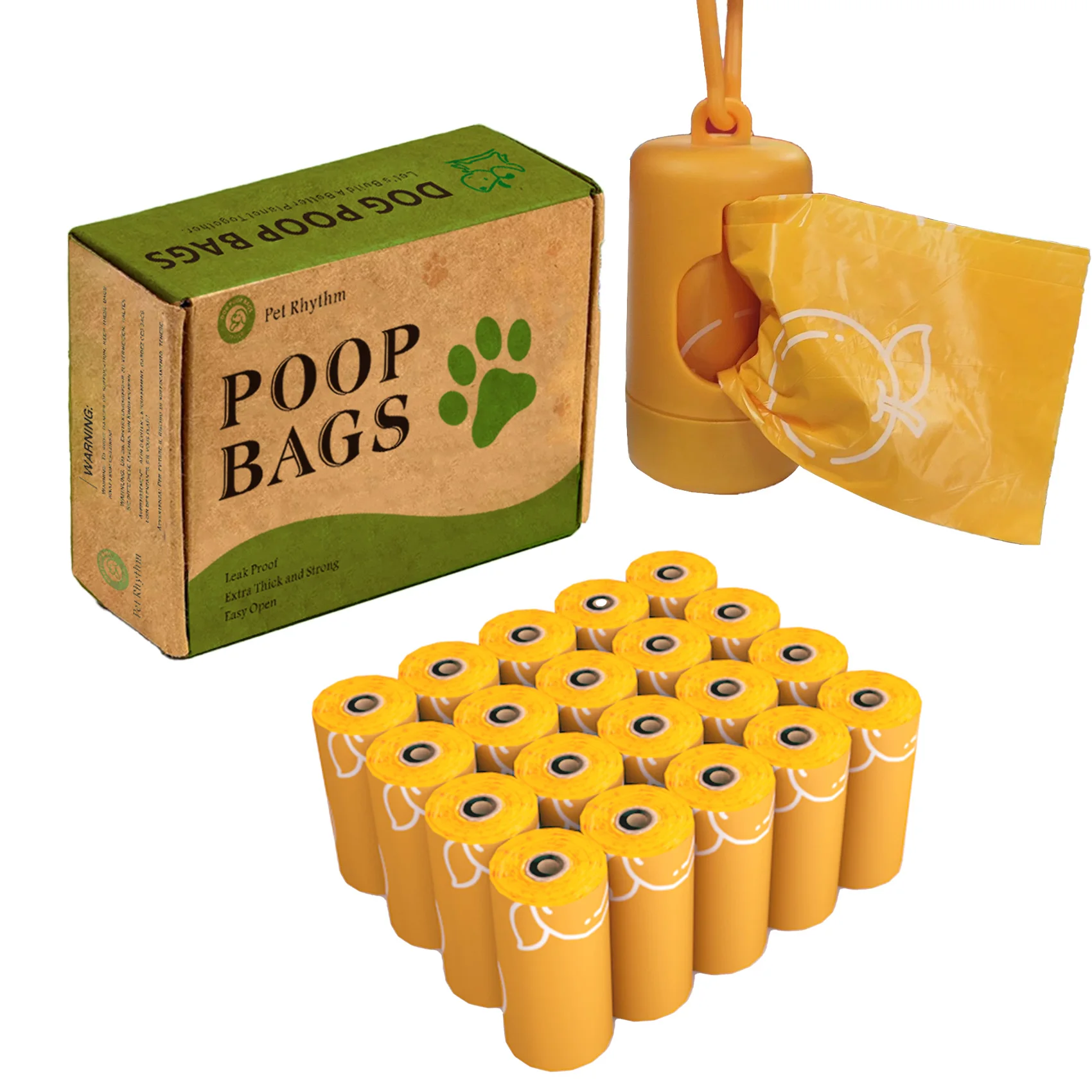 Neceser fotodegradable para perros con fragancia naranja espesa y agrandada a prueba de fugas, bolsa para heces para mascotas con dispensador