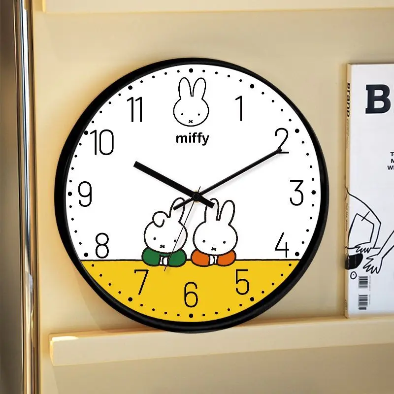 Creative Miffy Rabbit Sweet and Cute Cartoon Pattern Home Living Room Bedroom Simple Fashionable Personalized Silent Wall Clock