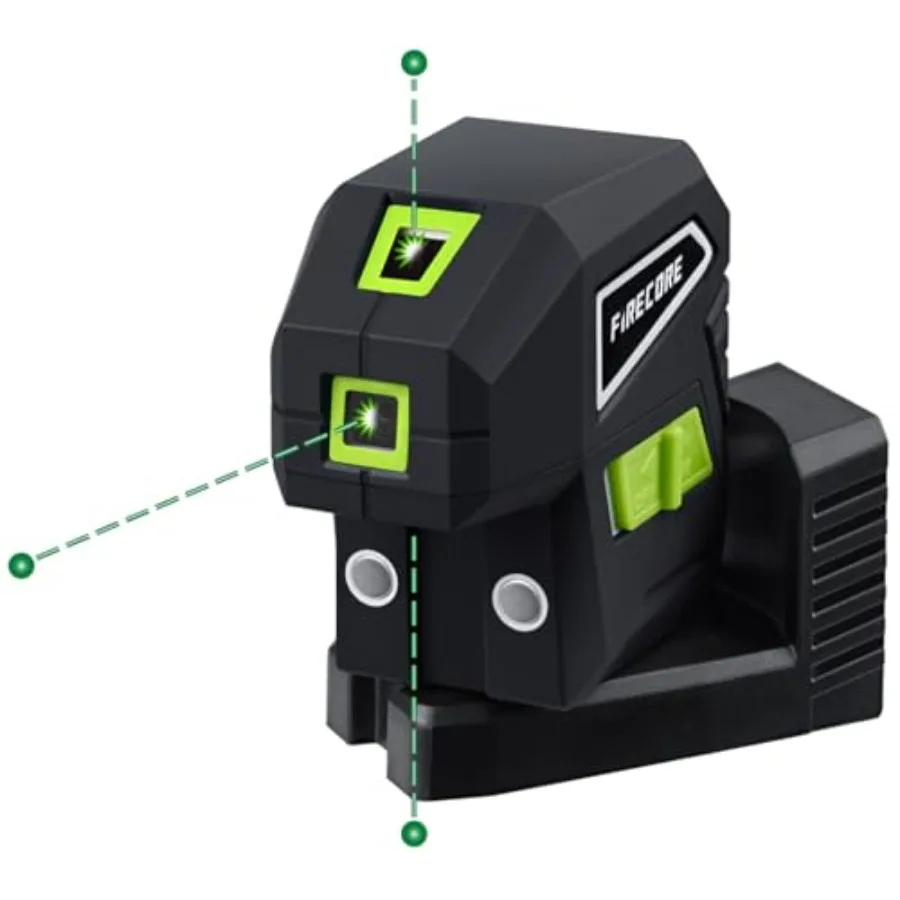 

3 Spot Laser Level Green Beam Self-Leveling Laser Plumb Bob with Magnetic Base 131-Foot Range 2 AA Batteries and Carry