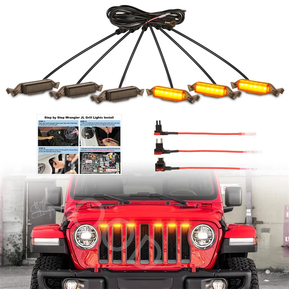 

Auto Grille Lights fit For Jeep Wrangler JL JLU 2018-2023 Grills Light Car Accessories
