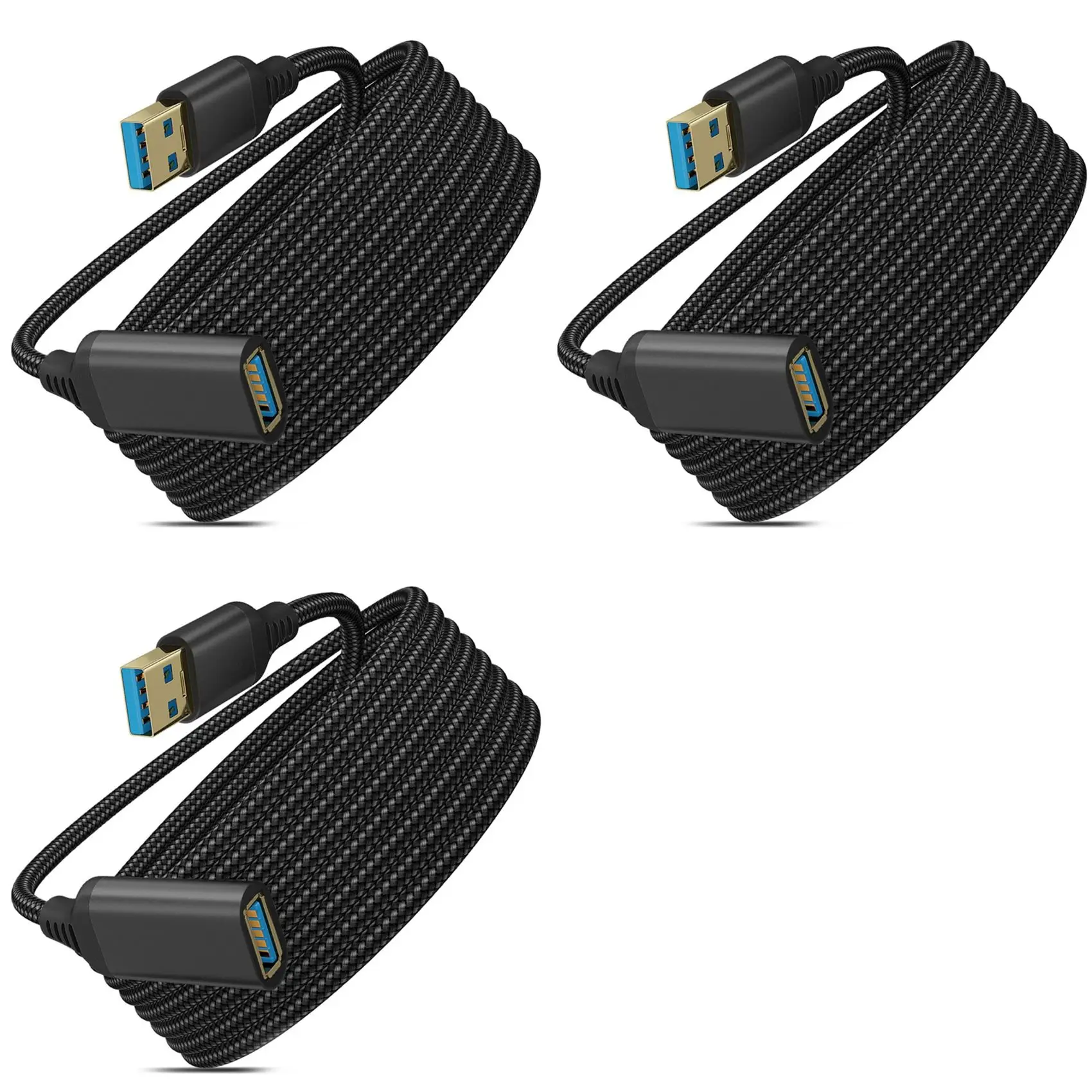 BNVN-3X USB 3.0 Type A Male-To-Female Extension Cable, Braided Material, High Data Transmission Cable (0.5 Meter/1.6FT)