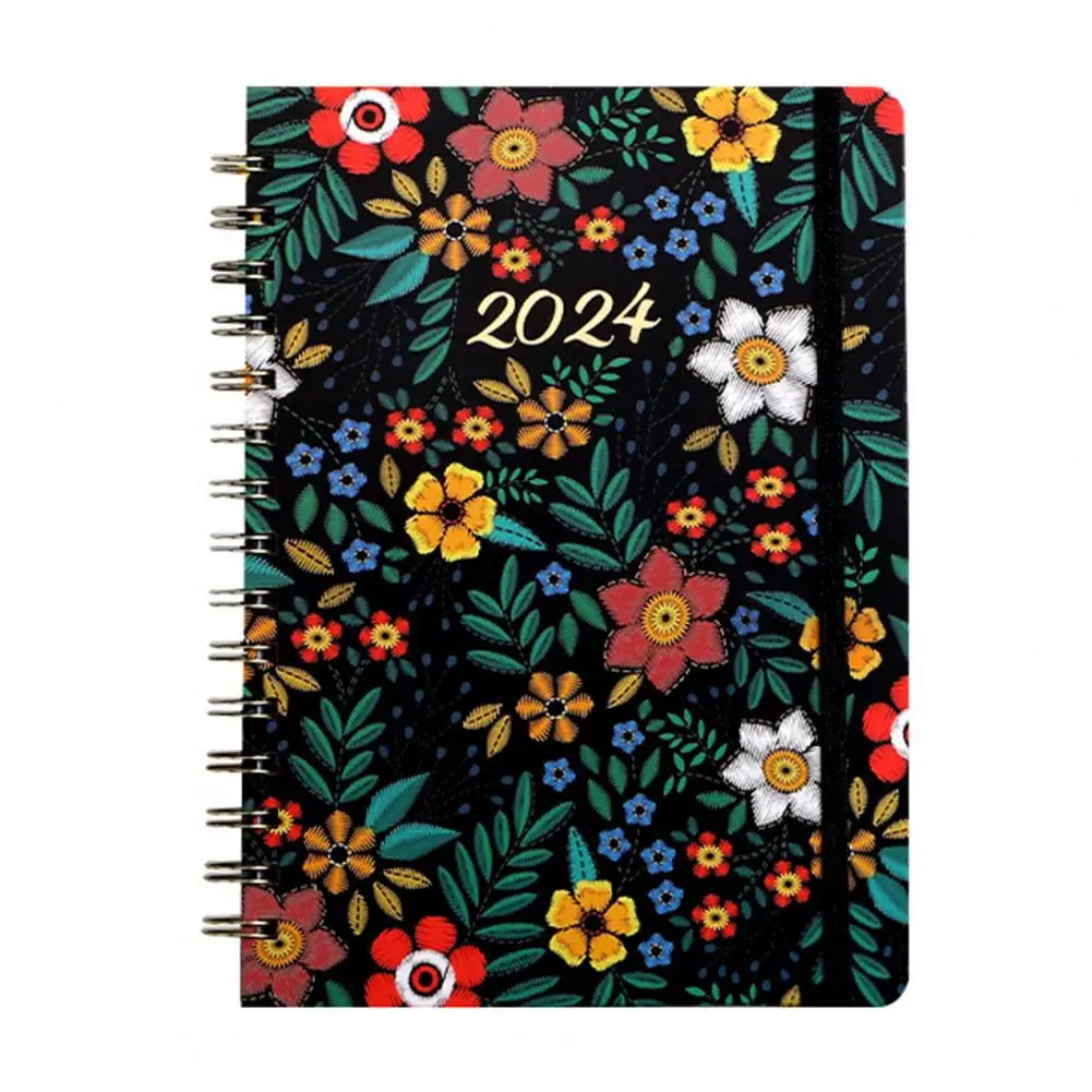 

2024 Weekly Monthly Planner 2024 Floral Coil Design Planner Monthly Notebook for Home School Office fournitures scolaires