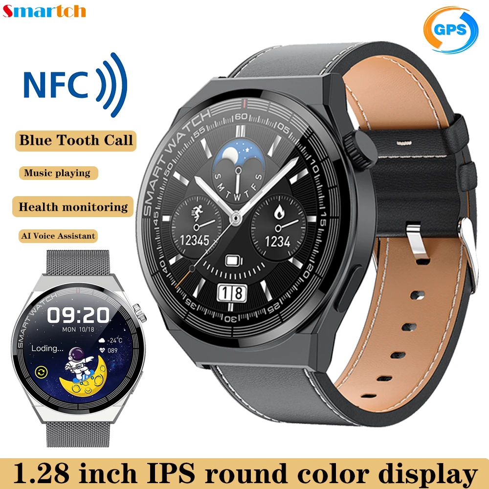 

1.28" Men GPS Blue Tooth Call Smart Watch AI Voice Assistant Music Playing NFC Heart Rate Monitoring Fitness Tracker Smartwatch