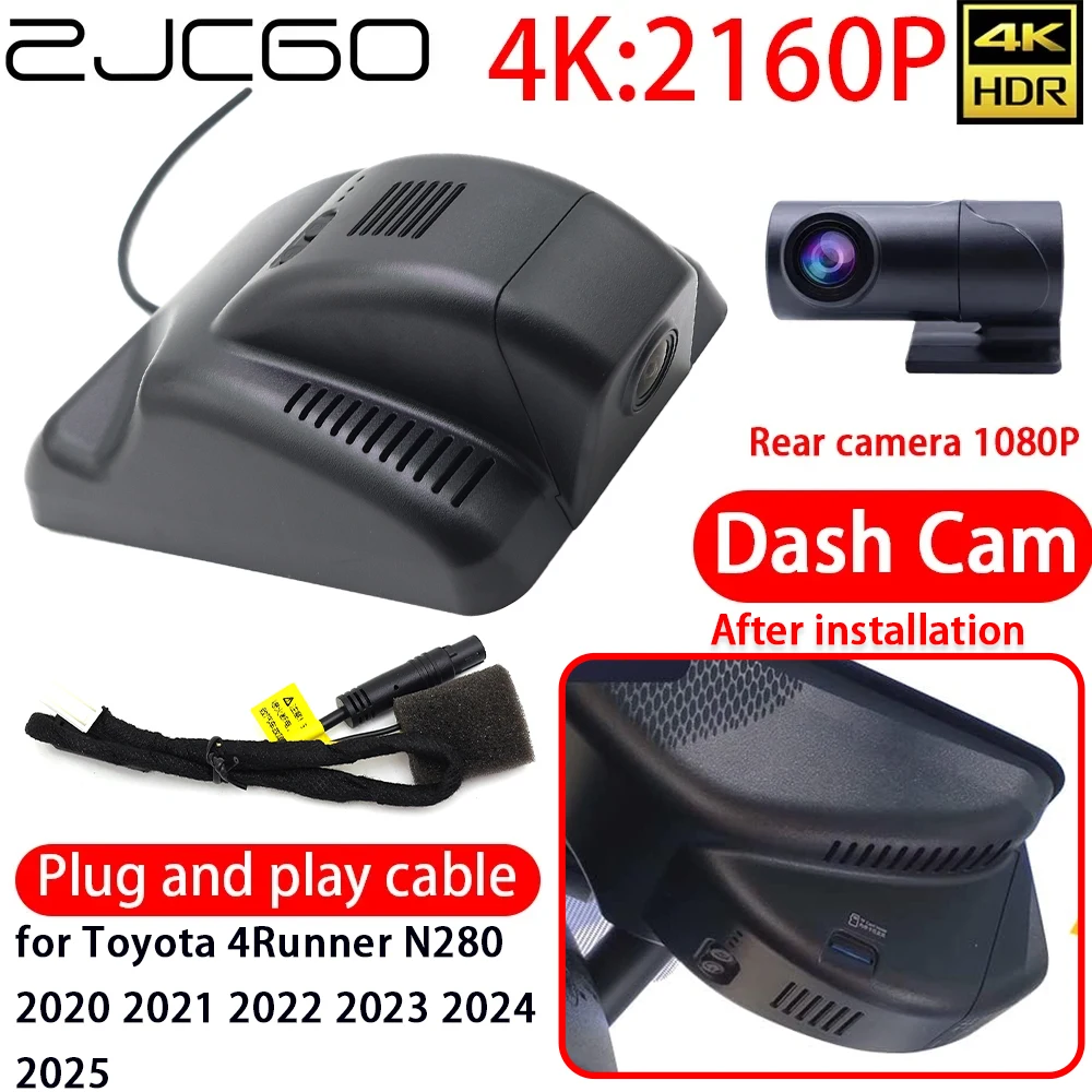 

ZJCGO 4K DVR Dash Cam Wifi Front Rear Camera 24h Monitor Video Recorder for Toyota 4Runner N280 2020 2021 2022 2023 2024 2025